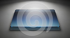 Futuristic Glass Display Screen on Spotlight Background