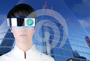 Futuristic glasses woman Bitcoin BTC trader