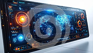 Futuristic Global Data Interface on a Digital Display
