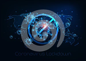 Futuristic global lockdown due to coronavirus COVID-19 disease. Stop virus photo