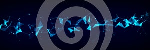 Futuristic global network connection structure. Cyber security digital data flow. Science background concept. 3D rendering