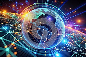 Futuristic Global Network Interface An Abstract HUD Design Template for Modern Technology Visualizations