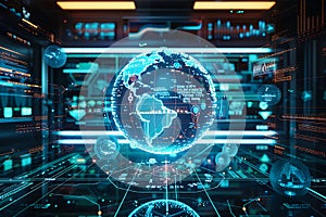 Futuristic Global Network Interface Visualization