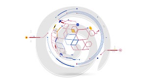 Futuristic globe data network outline elements abstract background