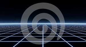 Futuristic Glowing Blue Grid Abstract Background