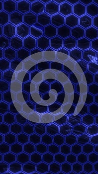 Futuristic glowing blue hexagonal grid forming an abstract tech-inspired pattern