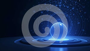 Futuristic Glowing Blue Sphere on Dark Background