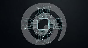 Futuristic glowing central processing unit design