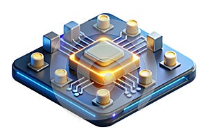 Futuristic glowing central processing unit with intricate circuitry