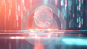 Futuristic glowing circular interface in cyber space