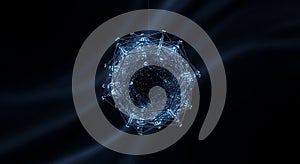 Futuristic glowing data structure suspended