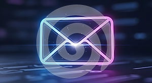 Futuristic Glowing Envelope Symbol