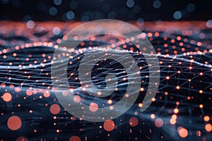 futuristic glowing grid with interconnected points