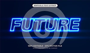 Futuristic glowing neon text effect. Editable blue light laser text effect
