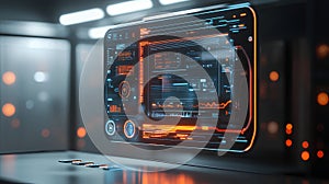 Futuristic Glowing Orange And Blue Digital Interface Hologram
