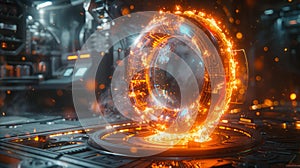 Futuristic glowing ring in a sci-fi lab - generative ai