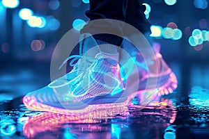 Futuristic Glowing Sneakers on Urban Street