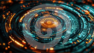 Futuristic glowing tech circles