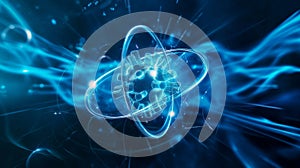 Futuristic Glowing Virus in Digital Space