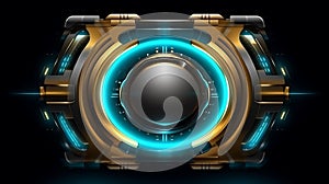 Futuristic Gold And Teal Tech Device Interface
