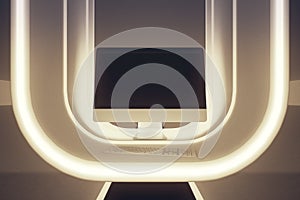 Futuristic golden workplace