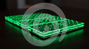 Futuristic Green Circuit Board Grid