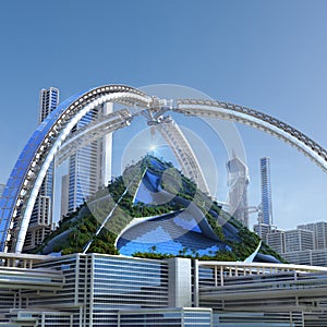 Futuristic green city architecture