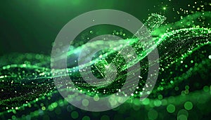 Futuristic Green Data Stream Wave