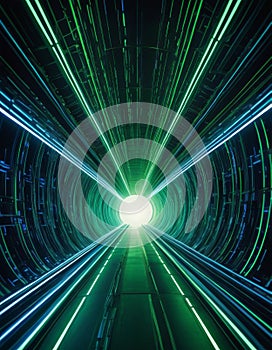 Futuristic Green Data Tunnel