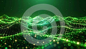 Futuristic Green Digital Data Landscape