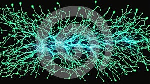 Futuristic green luminous nerve cells black background creative Generative AI