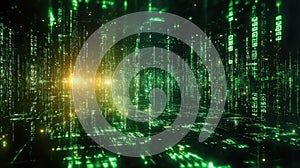 futuristic green matrix code
