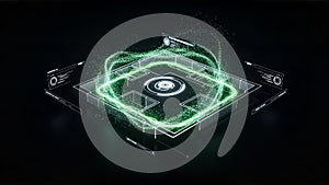 Futuristic Green Neon Digital Interface Background