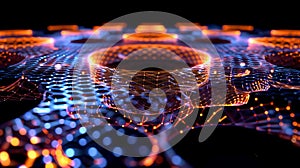 Futuristic Grid Network, Data Transmission Visualization