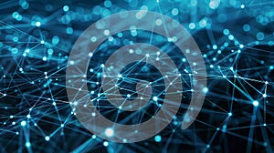 Futuristic grid pattern background with interconnected AI nodes and data streams