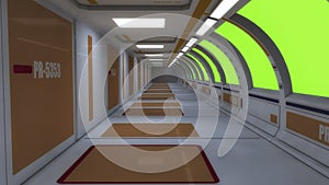 Futuristic hall alien spaceship