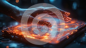 Futuristic hand interacting with a glowing