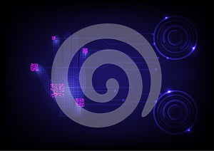 Futuristic hand scan recognition on technology background