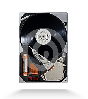 Futuristic hdd player of vinyl disc, concept steampunk photo