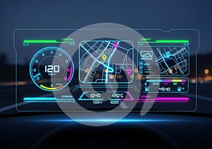 Futuristic heads-up display on a car