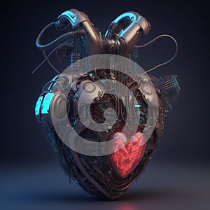 Futuristic heart Created with Generative AI
