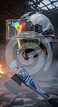 Futuristic Helmet with Advanced Technology and Data Display