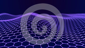 Futuristic hexagon abstract background. Analysis and automation of data on artificial intelligence. Big data. 3D