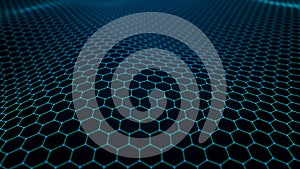 Futuristic hexagon abstract background. Analysis and automation of data on artificial intelligence. Big data. 3D