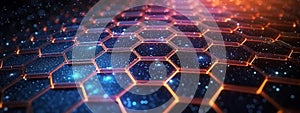Futuristic hexagon grid network Tech digital illustration with data texture
