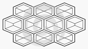 Futuristic Hexagonal 3D Pattern, Abstract Geometric Grid, vector design Generative AI