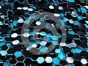 Futuristic Hexagonal Pattern with Abstract Cosmic Background