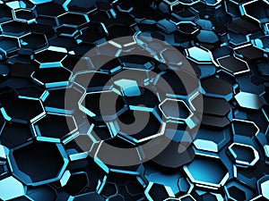 Futuristic Hexagonal Pattern with Abstract Cosmic Background