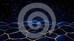 Futuristic Hexagonal Pattern on Dark Background with Stars in the Night Sky