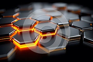Futuristic Hexagonal Pattern with Glowing Elements - Modern Technology Design for Digital Art Generative AI
